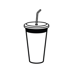 Flat Design Vector of a Soft Drink Cup with Straw  Minimalist Beverage Icon