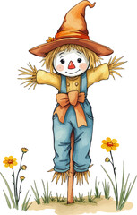 Cute vector illustration of a scarecrow.