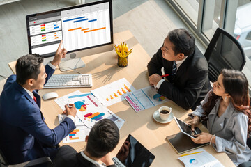 Project planning software for modish business project management on the computer screen showing...