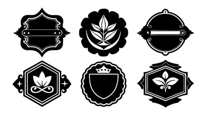 Six Bold Black Label Silhouettes With Decorative Designs