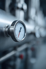 Close-up of sensor on heating system pipes. Pressure drop in pipes. Heating system in house and enterprise