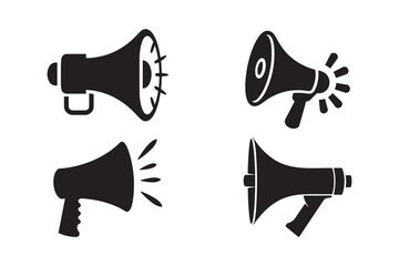Megaphone set colorful illustrations for presentations