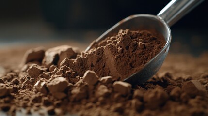 Chocolate Protein Powder Spilling from Scoop