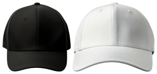 PNG Black white baseball caps, element set on transparent background