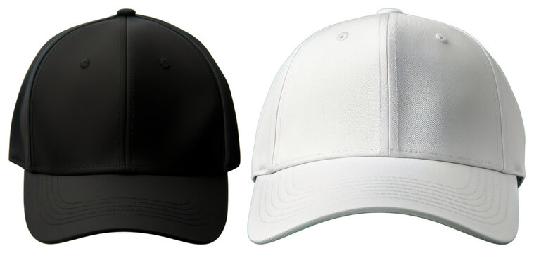 PNG Black white baseball caps, element set on transparent background