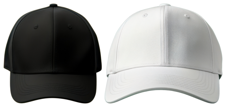 PNG Black white baseball caps, element set on transparent background