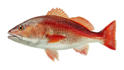 Fishing adventure catching a vibrant red snapper ocean waters wildlife underwater perspective isolated on transparent background