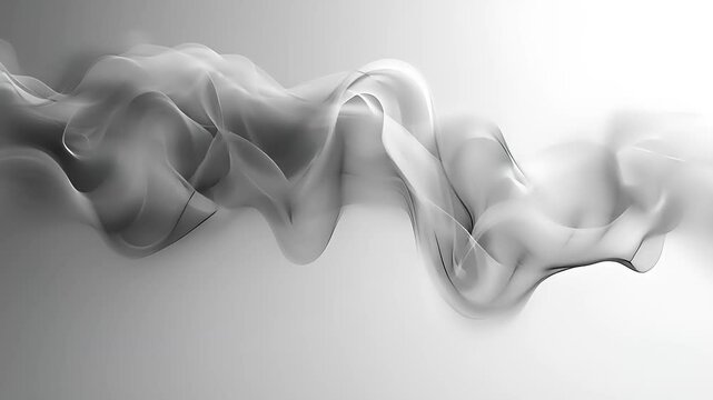 Abstract smoke or steam over gray background, flowing dynamic wave animation, loopable