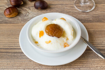 Traditional Turkish Chestnut Candy ice cream designed in stylish bowls