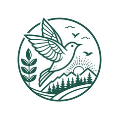 Bird logo vector icon illustration style Simple line design concept bird nest logo illustration places where birds nest simple elegant symbol of nature
