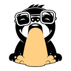 cute hand drawn cartoon vector sloth in retro roller skates. colorful animal illustration