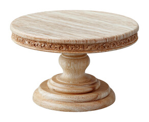 Elegant round wooden cake stand displaying desserts kitchen product bright isolated on transparent background