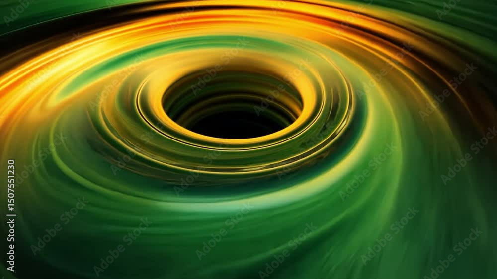 Poster mesmerizing abstract vortex swirl of green and yellow energy, depth, and movement in dynamic pattern
