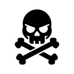 Crossbones and skull death flat silhouette vector icon