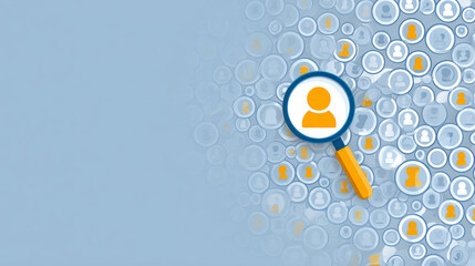 This conceptual image represents customer focus, HR recruitment, and CRM management. Generative AI