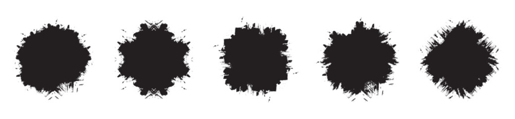Vector black paint, ink brush stroke, brush, line or texture. Brush stroke paint boxes on white background. Dirty artistic design elements, boxes, frames for text. Inked splatter dirt stain brushes