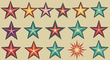 Obraz premium Colorful star pattern with retro design for creative projects and decor