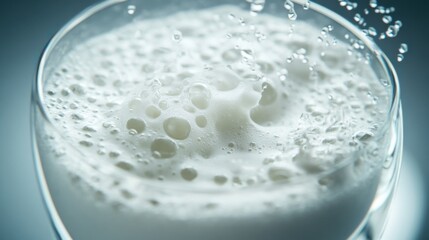 Protein Shake with Frothy Top in Transparent Glass
