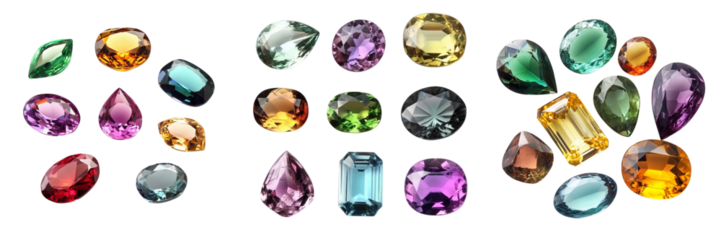 Set of Real photo of a Mozambique light green tourmaline gemstone, 3A grade, oval shape 4x6 mm, photographed on transparent png background. Ai generated