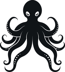 Octopus silhouette, octopus silhouette vector icon isolated on transparent background
