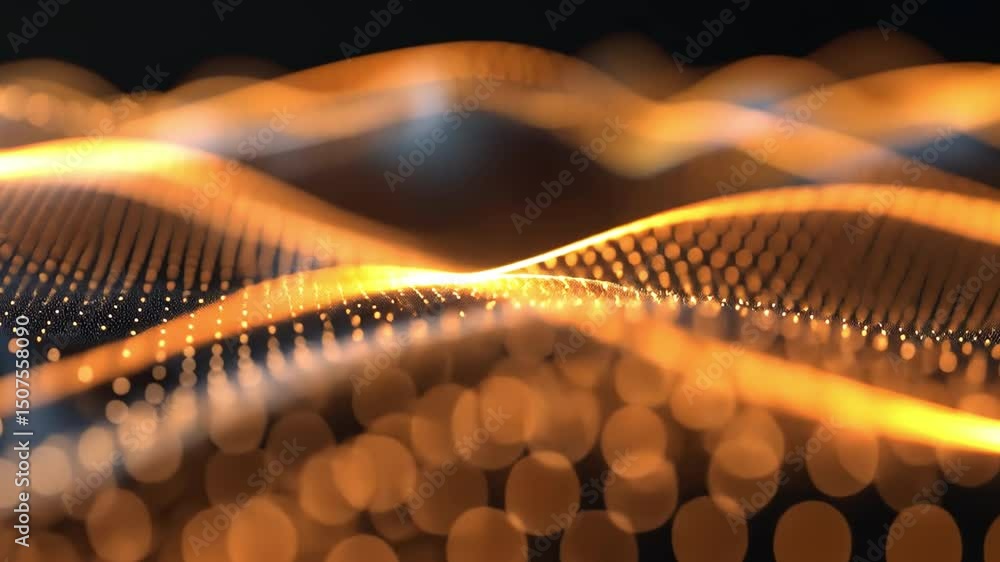Poster abstract waves of glowing orange light create mesmerizing visual experience, blending smooth curves 