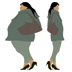 Conceptual fat overweight obese female vs slim fit healthy body after weight loss or diet on white background. A  fitness, nutrition or obesity, health shape illustration vector as silhouettes