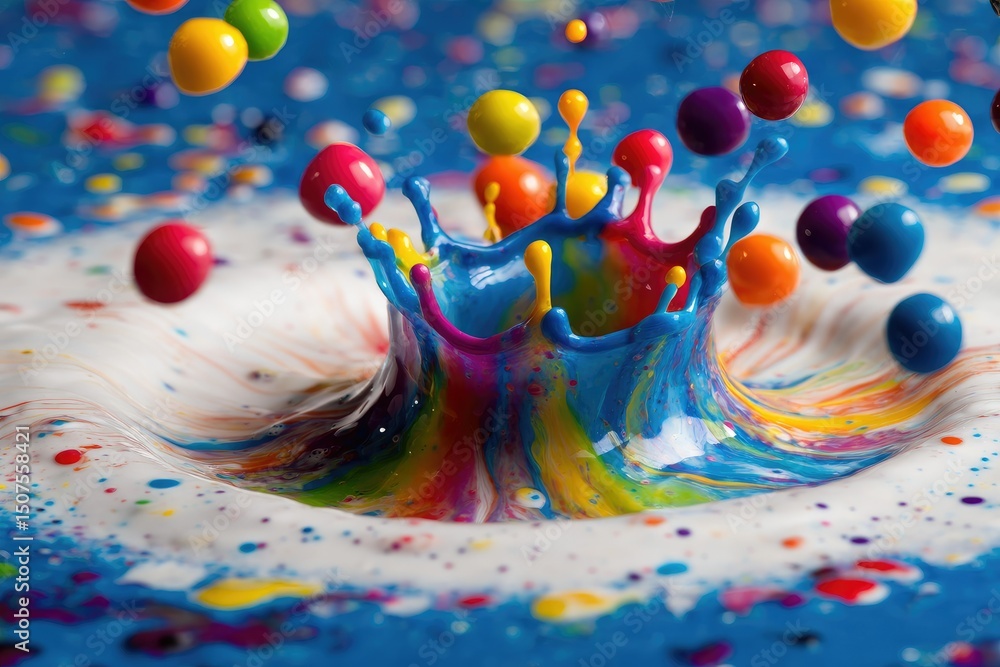 Aufkleber chromatic burst: capturing a split-second of vibrant impact as rainbow colors explode in a striking 