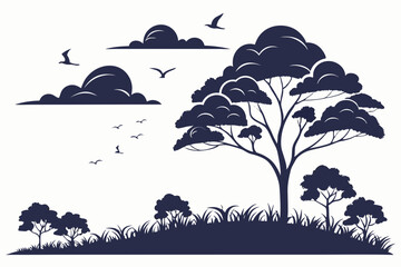 vector illustration of a landscape with trees