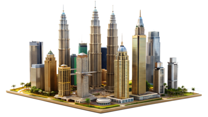 city view from the air isolated on white background.PNG Transparent file type with high definition picture quality available.