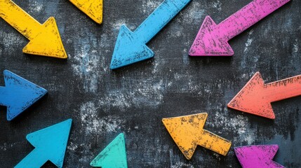 Colorful Arrows on Dark Surface