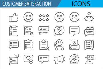 Line Icons for Feedback, Ratings, and Customer Experience