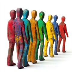 Colorful figures in a line