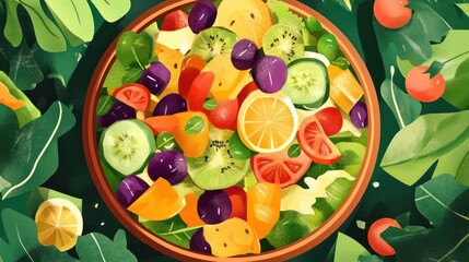 Colorful Fruit and Vegetable Salad