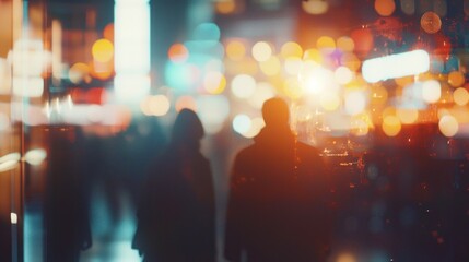 Night City Blur: Urban Lights and Anonymous Figures