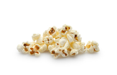 Heap of popcorn isolated on white background