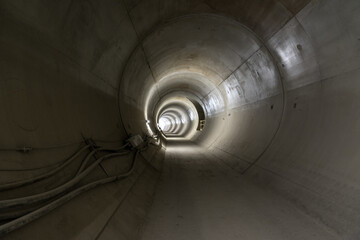 view into the concreted railway tunnel before the laying of the tracks