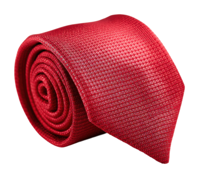 Elegant red tie displayed on for formal attire inspiration and fashion style isolated on transparent background