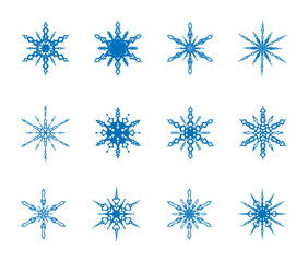 Big set of vector snowflakes. Vector illustration on white background