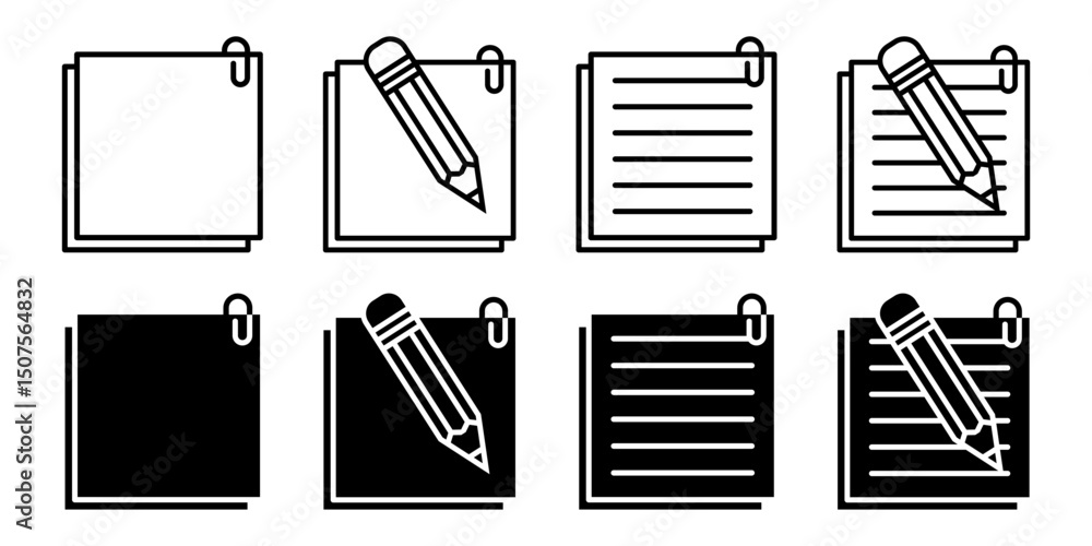 Poster note icon set. for mobile concept and web design on white background