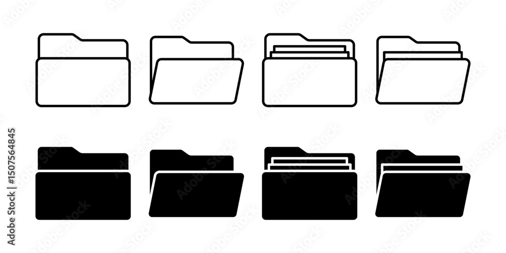 Poster folder icon set. for mobile concept and web design on white background