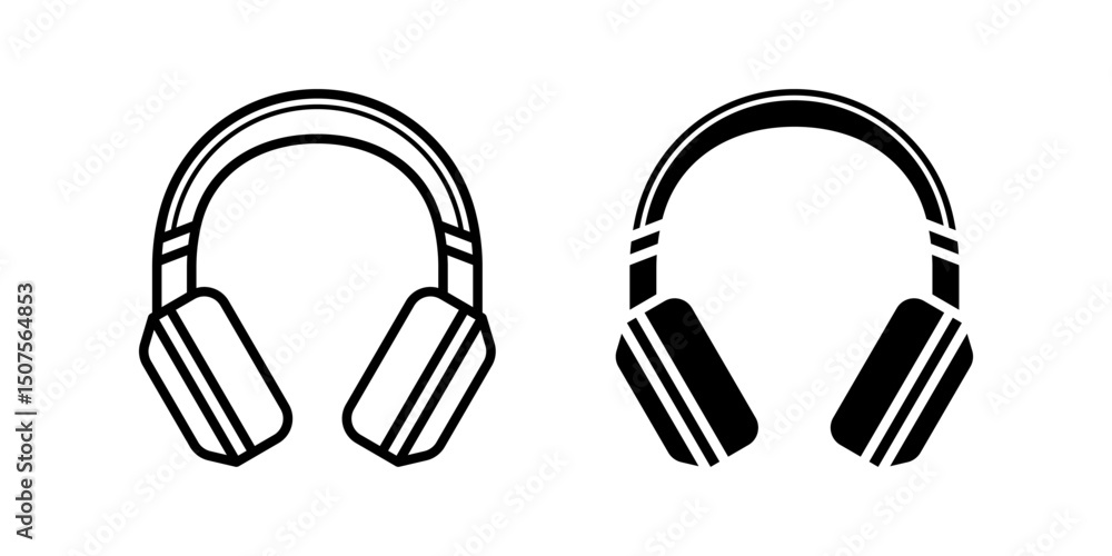 Poster headphone icon set. for mobile concept and web design on white background