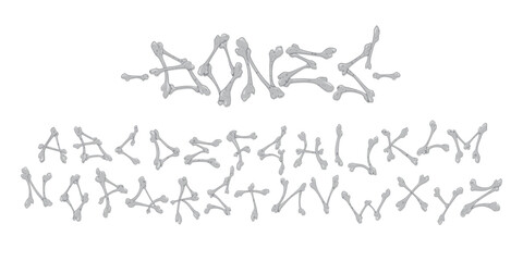 Bones alphabet. Vector set on the white background.