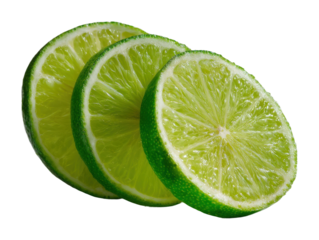 Slicing fresh limes for summer drinks kitchen food bright environment view isolated on transparent background
