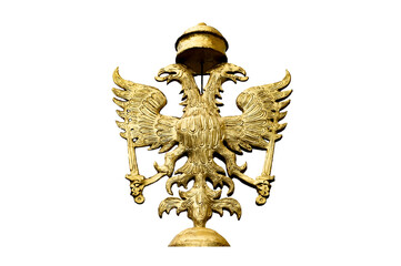 gilded double-headed eagle isolated on white background