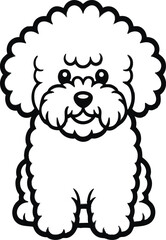 Fototapeta premium Cute Bichon Frise Dog Cartoon Outline Illustration