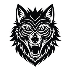 Fototapeta premium Aggressive Tribal Wolf Head Vector