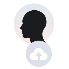 User Profile Icon with Cloud Upload Symbol