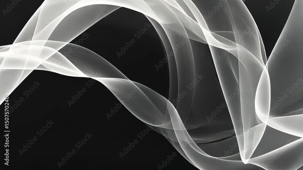 Aufkleber mesmerizing abstract design of translucent waves in black background, showcasing fluid movement and 