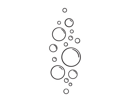 bubbles of fizzy drink or bubbles in the water from fish doodle hand drawn icon. Outline drawing bubbles in the water line clipart symbol