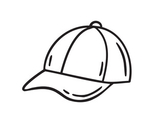 Fototapeta premium Sport cap doodle hand drawn icon. Outline drawing cap line clipart symbol